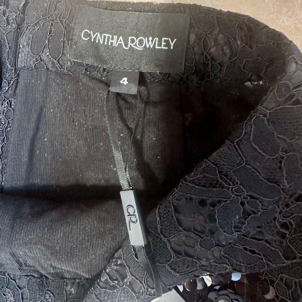 Cynthia Rowley Black Sequin & Lace Flared Leg Pants 4 - Picture 6 of 13